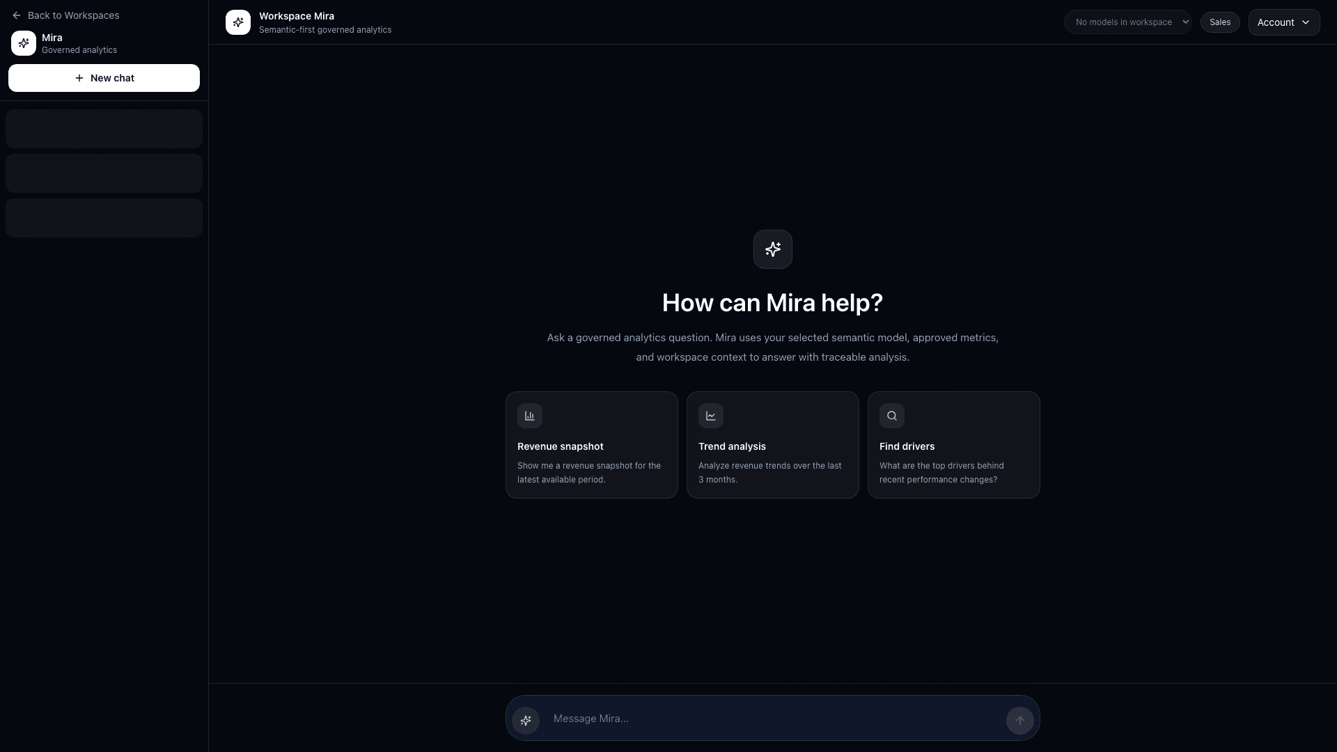 InsightMend Mira AI analyst workspace